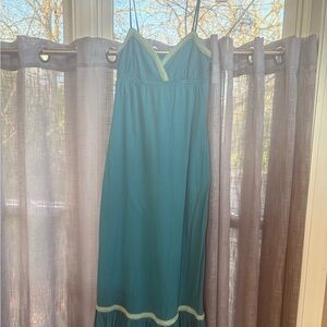 Teal bubble babydoll Maxi Dress with Lace Trim size M by Sweeties knit cotton